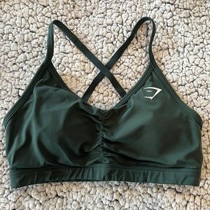 Gymshark Rouched Training Bra Dark Green